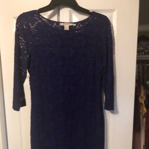 Purple 3/4 sleeve lace body con dress